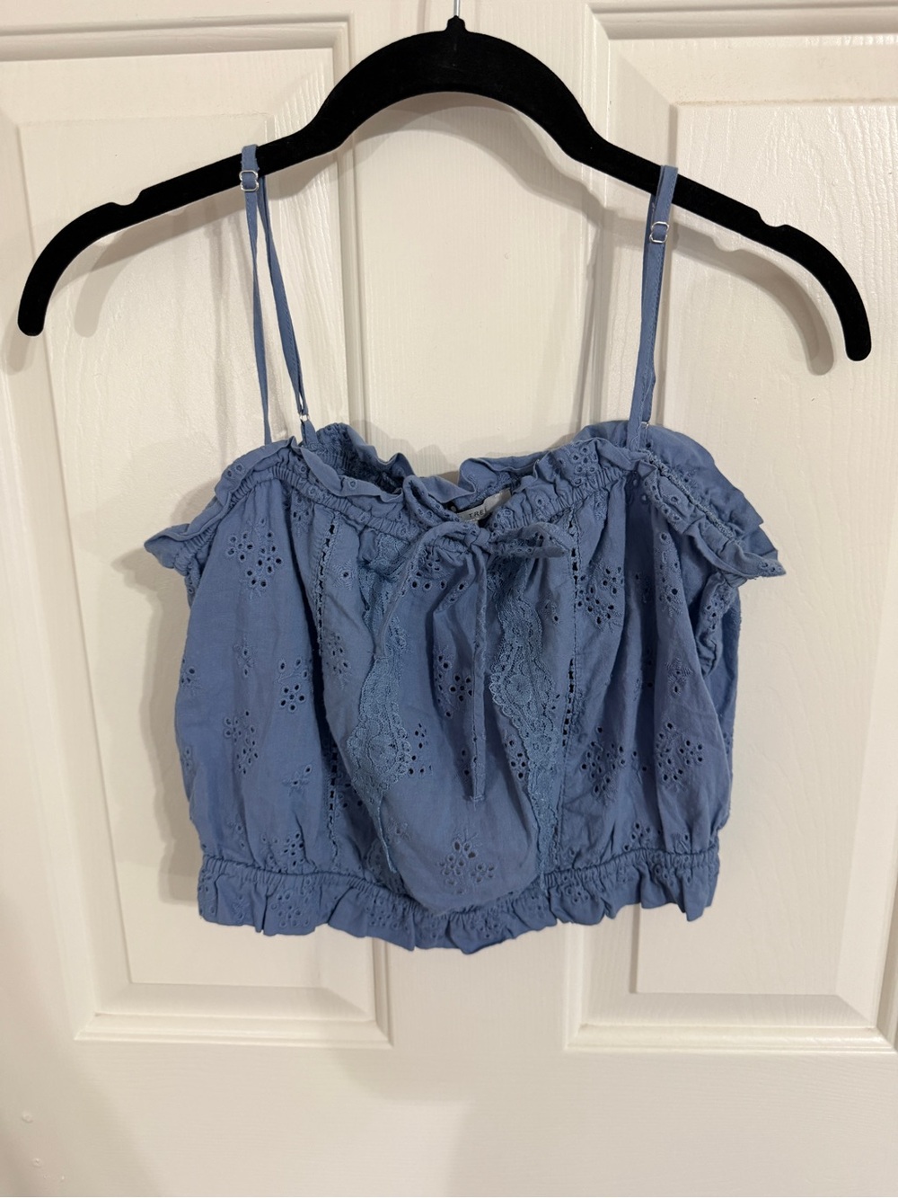 Love Tree Light Blue Eyelet Cropped Camisole